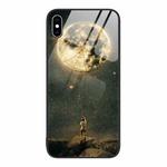 For iPhone XS Max Colorful Painted Glass Phone Case(Moon)