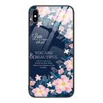 For iPhone XS Max Colorful Painted Glass Phone Case(Flower)