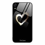 For iPhone XR Colorful Painted Glass Phone Case(Black Love)