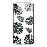For iPhone XR Colorful Painted Glass Phone Case(Banana Leaf)