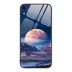 For iPhone XR Colorful Painted Glass Phone Case(Moon Hill)