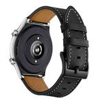 For Honor Watch GS 3 22mm Cowhide Leather Sewing Thread Watch Band(Black)