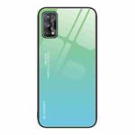 For Realme 7 Gradient Color Glass Case(Green Cyan)