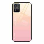 For vivo S10 Gradient Color Glass Case(Yellow Pink)