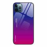 For iPhone 12 Pro Max Gradient Color Glass Case(Purple Red)