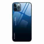 For iPhone 12 Pro Max Gradient Color Glass Case(Blue Black)