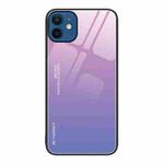 For iPhone 12 Gradient Color Glass Case(Pink Purple)