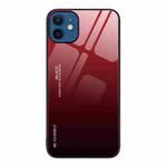 For iPhone 12 Gradient Color Glass Case(Red Black)