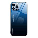 For iPhone 13 Pro Max Gradient Color Glass Case (Blue Black)