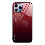 For iPhone 13 Pro Gradient Color Glass Case (Red Black)