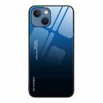 For iPhone 14 Plus Gradient Color Glass Case (Blue Black)