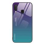 For Samsung Galaxy A20e Gradient Color Glass Case(Aurora Blue)