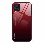 For Samsung Galaxy M32 Gradient Color Glass Case(Red Black)