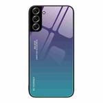 For Samsung Galaxy S22+ 5G Gradient Color Glass Case(Aurora Blue)