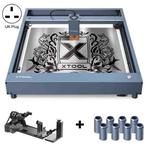 XTOOL D1 Pro-5W 高精度DIY激光雕刻机+旋转附件+垫高柱套装, Plug Type:UK Plug(Metal Gray)