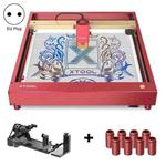 XTOOL D1 Pro-20W High Accuracy DIY Laser Engraving & Cutting Machine + Rotary Attachment + Raiser Kit, Plug Type:EU Plug(Golden Red)