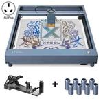 XTOOL D1 Pro-20W High Accuracy DIY Laser Engraving & Cutting Machine + Rotary Attachment + Raiser Kit, Plug Type:AU Plug(Metal Gray)