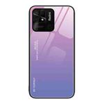 For Xiaomi Redmi 10C Gradient Color Glass Case(Pink Purple)