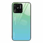 For Xiaomi Redmi 10C Gradient Color Glass Case(Green Cyan)