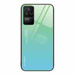 For Xiaomi Redmi K40S Gradient Color Glass Case(Green Cyan)