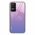 For Xiaomi Redmi K50 Gradient Color Glass Case(Pink Purple)