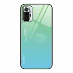 For Xiaomi Redmi Note 10 Pro 4G Global Gradient Color Glass Case(Green Cyan)