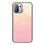 For Xiaomi Mi 11 Pro Gradient Color Glass Case(Yellow Pink)