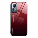 For Xiaomi 12 Pro Gradient Color Glass Case(Red Black)