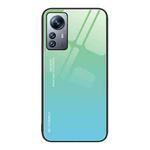 For Xiaomi 12 Pro Gradient Color Glass Case(Green Cyan)
