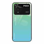 For Xiaomi Poco M4 Pro 4G Gradient Color Glass Case(Green Cyan)