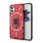 For Nothing Phone 1 PC + TPU Shockproof Protective Phone Case with Magnetic Ring Holder(Red)