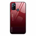 For OnePlus Nord N100 Gradient Color Glass Case(Red Black)