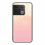 For OnePlus 10 Pro Gradient Color Glass Case(Yellow Pink)