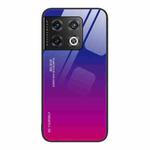 For OnePlus 10 Pro Gradient Color Glass Case(Purple Red)