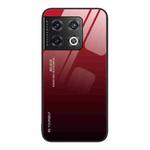 For OnePlus 10 Pro Gradient Color Glass Case(Red Black)
