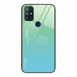For OnePlus Nord N10 5G Gradient Color Glass Case(Green Cyan)
