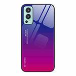 For OnePlus Nord 2 5G Gradient Color Glass Case(Purple Red)