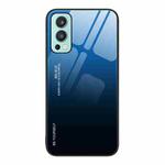 For OnePlus Nord 2 5G Gradient Color Glass Case(Blue Black)