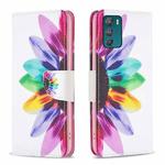 For Motorola Moto G42 4G Colored Drawing Pattern Leather Phone Case(Sun Flower)