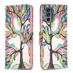 For Motorola Moto G62 Colored Drawing Pattern Leather Phone Case(Tree Life)