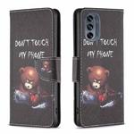 For Motorola Moto G62 Colored Drawing Pattern Leather Phone Case(Bear)