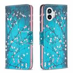 For Nothing Phone 1 Colored Drawing Pattern Leather Phone Case(Plum Blossom)