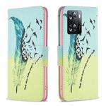 For OPPO A57 4G Colored Drawing Pattern Leather Phone Case(Feather)