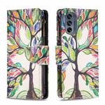 For Motorola Moto G62 Colored Drawing Pattern Zipper Leather Phone Case(Big Tree)