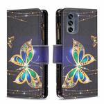 For Motorola Moto G62 Colored Drawing Pattern Zipper Leather Phone Case(Big Butterfly)