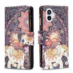 For Nothing Phone 1 Colored Drawing Pattern Zipper Leather Phone Case(Flower Elephants)