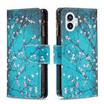 For Nothing Phone 1 Colored Drawing Pattern Zipper Leather Phone Case(Plum Blossom)