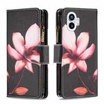 For Nothing Phone 1 Colored Drawing Pattern Zipper Leather Phone Case(Lotus)