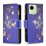 For Realme C30 Colored Drawing Pattern Zipper Leather Phone Case(Purple Butterfly)