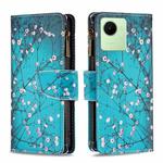 For Realme C30 Colored Drawing Pattern Zipper Leather Phone Case(Plum Blossom)